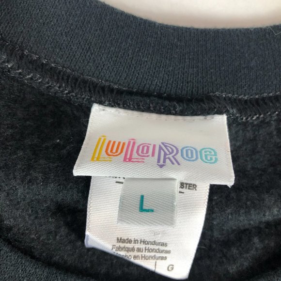 Lularoe Sweater Women's Large Black Crewneck Bless Impress Long Sleeve Pullover - Picture 2 of 8